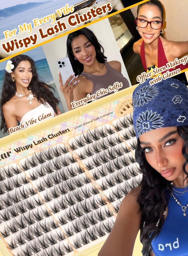 calphdiar Wispy Lash Clusters 8-12mm Natural Eyelash Clusters 192PCS Individual Lashes Clusters Soft Cluster Eyelash Extensions C-Curly Cluster Lashes for Doll Eye Lash Extension for Beginners - Image 2